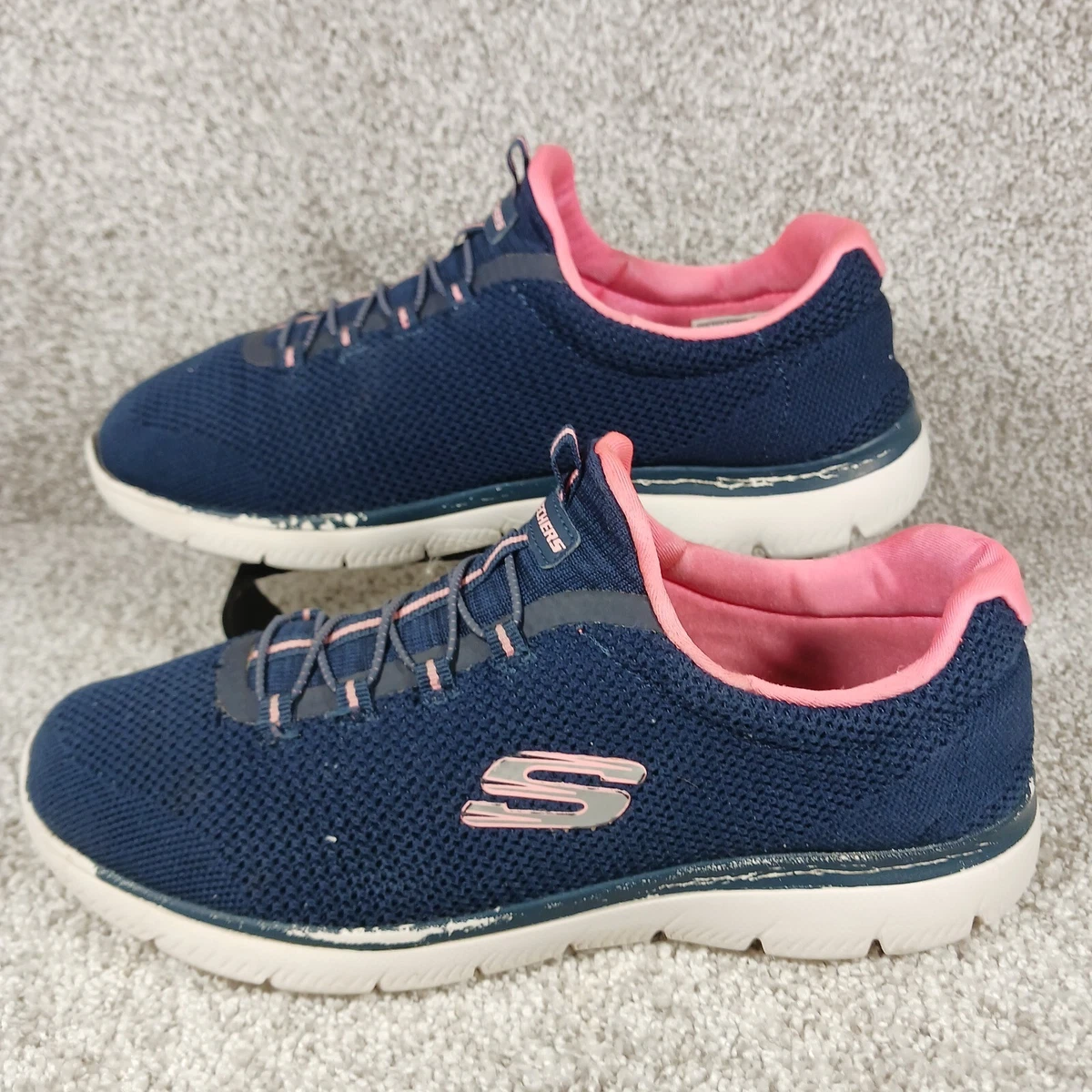 Skechers Sport Slip On Shoes Women\'s 9 Blue Pink Fly Knit Flex Sole  SN149206 | eBay