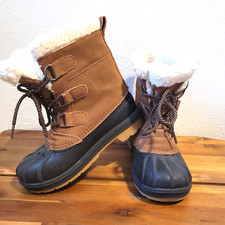 Cat and Jack Unisex Youth Size 1 Kids' Suede Lace-Up Waterproof Winter Boots