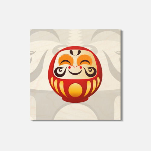 Daruma Doll Japan Gift Funny 4'' X 4'' Square Wooden Coaster - Picture 1 of 3