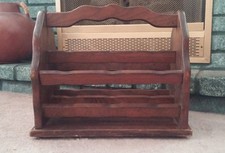 Drewniany stojak na magazynki * Ciężki wytrzymały * 17" x 9" x 14" Vintage