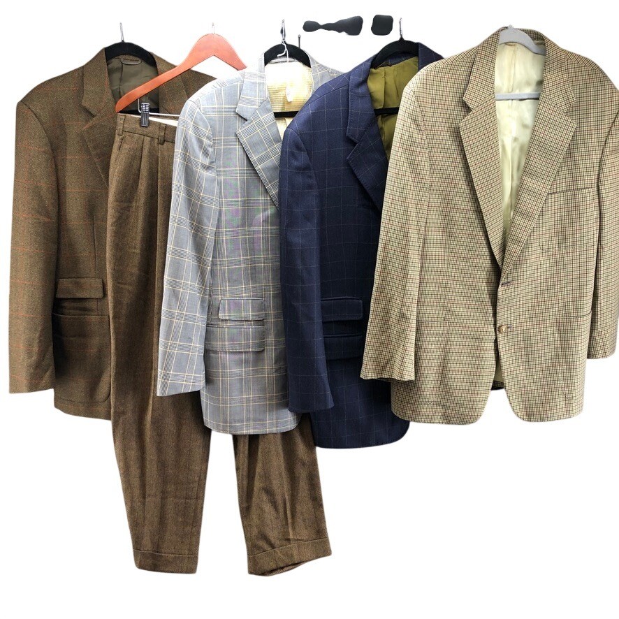 Briggs Providence Blazers Mens 2X Brown Loro Piana Wool Windowpane Check Bespoke