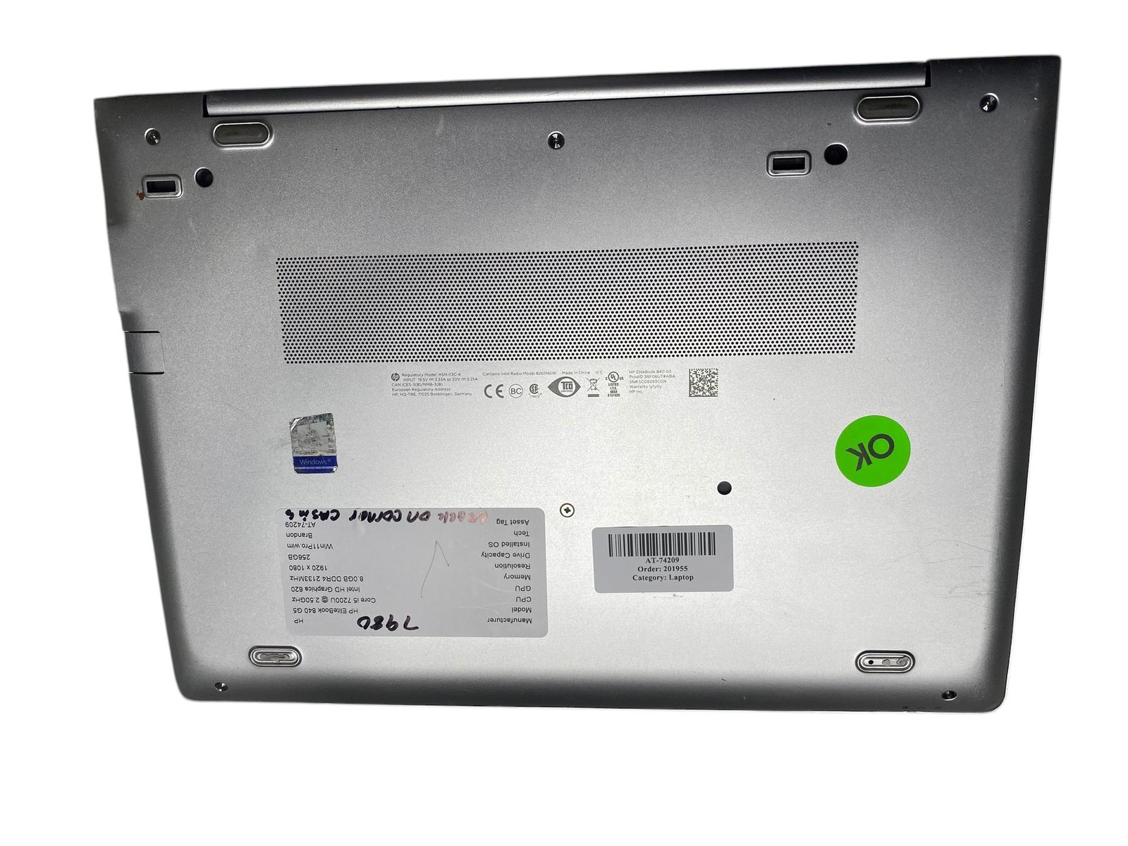 HP EliteBook 840 G5, 14-Inch Laptop, with Intel Core I5-7200U, Windows 11 Pro