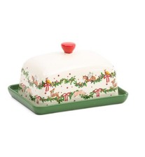 Cath Kidston Christmas Stoneware Butter Dish Holiday Server 6in (NEW)
