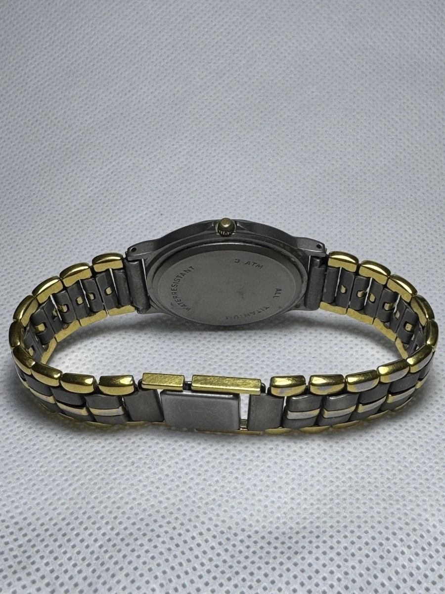 Reloj de pulsera Anker cuarzo titanio bicolor oro/plata negro fecha 3 ATM