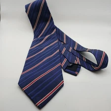 Altea Milano Blue Striped with Red Silk/Cotton Blend Tie Made in Italy 59 x 3.25