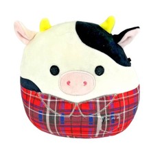 Squishmallow Cow Named Connor Cow Plaid Shirt 7.5" Stuffed Animal