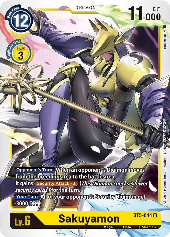 Sakuyamon #BT5-044 Digimon Battle of Omni trading card — raw and PSA graded price guide