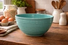 Vintage McCoy Turquoise Ribbed Mixing Bowl 8” USA Mid Century