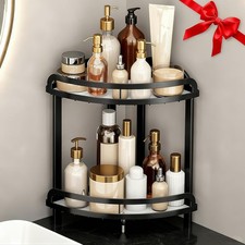 Black Bathroom Counter Organizer XL Corner Shelf, 2-Tier Bathroom Organizers ...