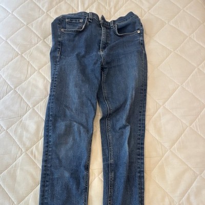 rag & bone Women's Skinny Slim Denim Jeans Blue Medium Wash Button Zip