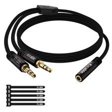 Kxable 1/8 Inch TRS Stereo Y Splitter Cable 3FT, 3.5mm Female to 2-Male Y-Spl...