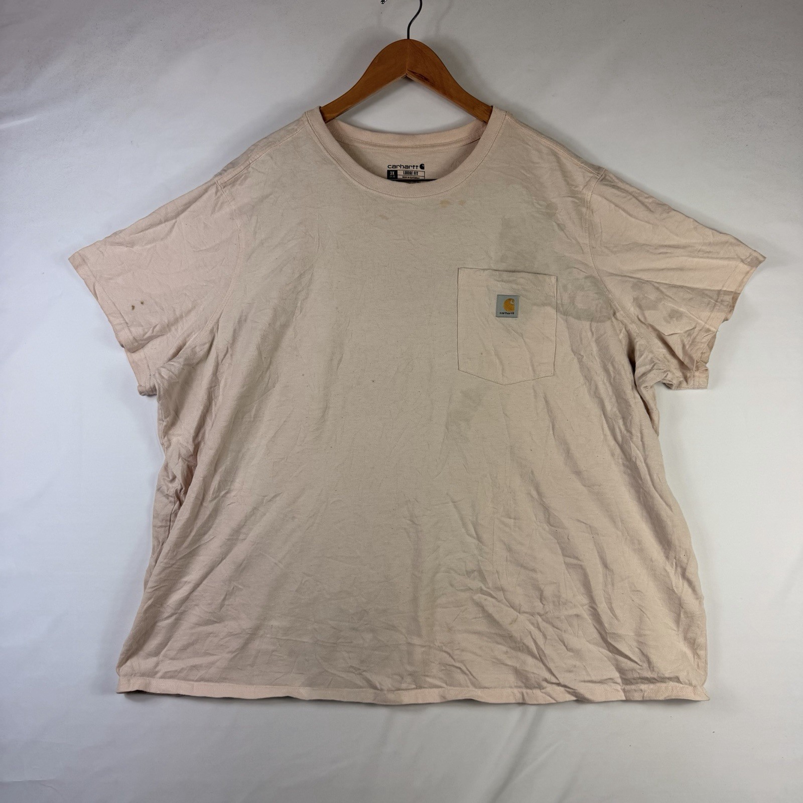 Carhartt Pocket T-Shirt Beige Short Sleeve Loose Fit Womens 3XL K87 100% Cotton