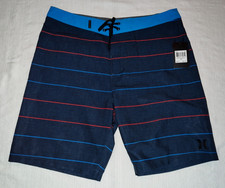 NEW Hurley Main Street Unlined Boardshorts Navy Striped 20 Length 33 Waist NEW