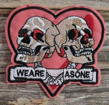 We Are As One Skulls Pink Heart Gothic Emo Skeleton Iron on Patch