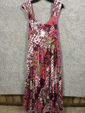 Free People M Floral Patchwork Maxi Dress Boho Smocked Ruched Cottagecore Y2K