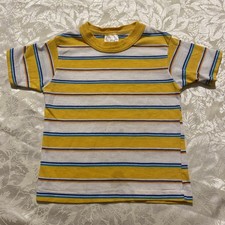 Vintage Youth Size 5 Striped T Shirt Unisex Mc Squared 90s 50/50 Short Sleeve