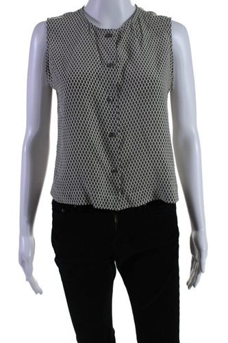 Equipment Femme Damen ärmellose Seidenbluse mit Knopfleiste grau Größe XS