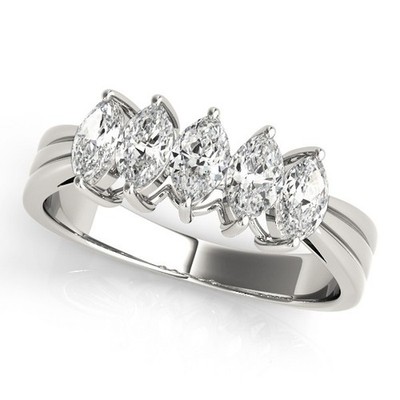 Luxus! DE/VS 2,00 ct Lab Grown runder Diamant 5 Steine Eternity Ring in Platin