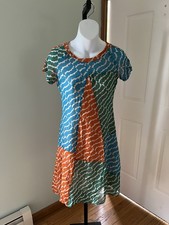 Marc Jacobs Women's Cap Sleeve Silk Dress Geometric Silk Lined Day Into Evening