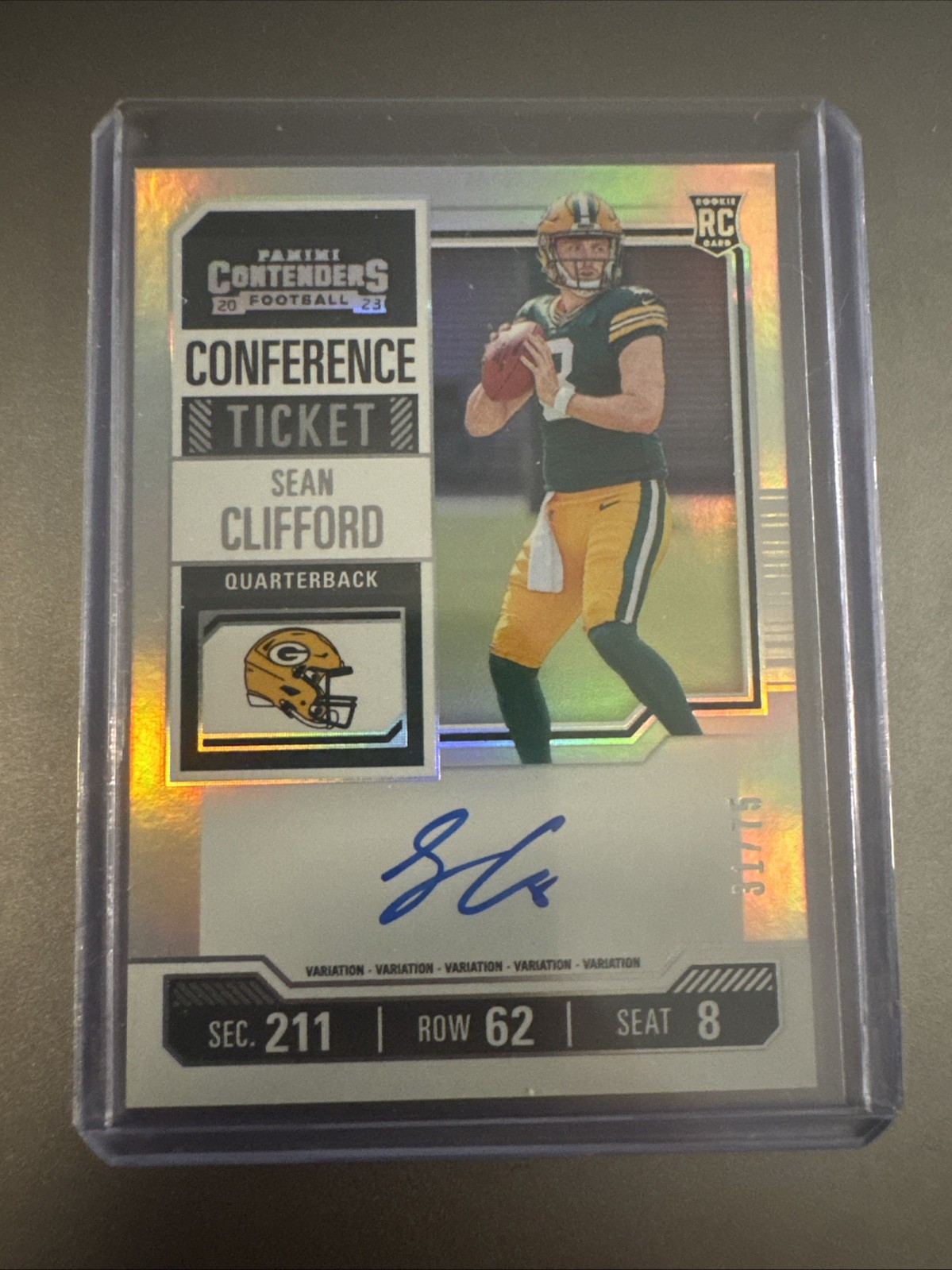 2023 Contenders Sean Clifford FOTL Red Zone Rookie Auto On Card #132 Packers