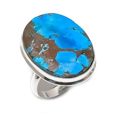 Tibetan Turquoise Gemstone 925 Sterling Silver Jewelry Ring Size 9 v164
