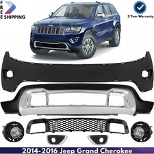 Front Bumper Cover & Fog Lights Assembly Kit For 2014-2016 Jeep Grand Cherokee