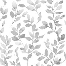 MelunMer Modern Grey Leaf Peel and Stick Wallpaper Boho 17.3" x 78.8", Gray