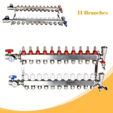 11-Branch PEX Radiant Floor Heating Manifold Set Geothermal Water Distributor