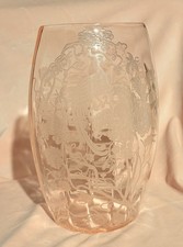 Vintage Paden City-Pink Depression Glass-Peacock & Wild Rose Ellipse Vase  8"