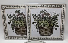 Ivy Trivets Set Of Two Nonslip Back Artist Laurie Korsgaden Easy Clean EUC