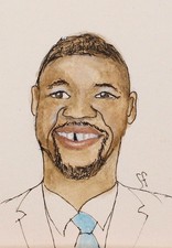 ACEO Original Mini Drawing of Michael Strahan by Sandra Frank