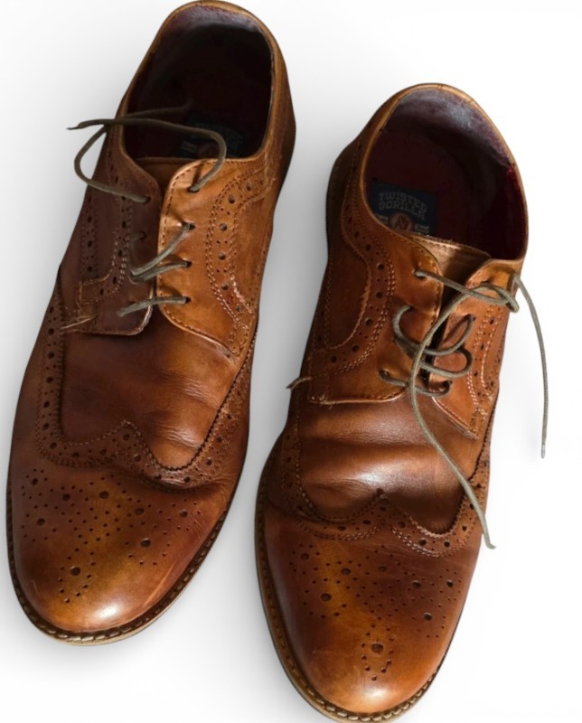 Twisted Gorilla Tan Wingtip Brogues, Men’s Size 12, Used Condition