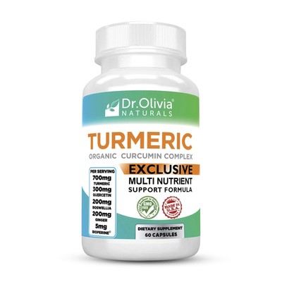 Organic Turmeric Curcumin Supplement with Boswellia  Black Pepper - 60 Caps