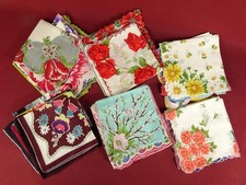 50 VINTAGE COLORFUL FLORAL PRINT LADIES HANKIES NICE