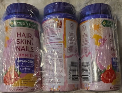 3x Nature's Bounty Optimal Solutions Advanced Hair, Skin, Nails, 80 Gummies