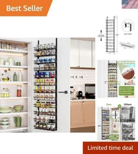 Dual-Use Spice Rack - Hanging or Wall Mount, 12 Tiers, Black