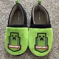 Minecraft Creeper Youth Slippers Plush Rubber Bottoms Size 2/3