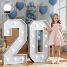 Marquee Numbers 3 Feet Tall Big Light Up Numbers 20th Birthday Decorations Wo...