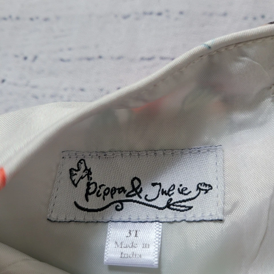 Pippa & Julie Size 3T Floral Off-White Lined Party Dress Flower Sleeveless Twee - Image 4 of 4