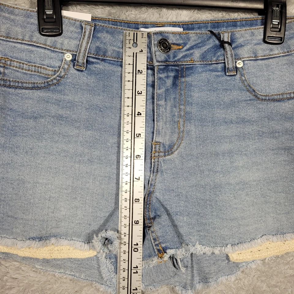 Pantalones Cortos de Jean Vanilla Star Para Mujer 9 Azul Denim Crochet Bolsillos Mostrar 31x2.5 Foto 4 de 4