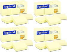 Highland 6539YW Self-Stick Notes, 1 1/2 x 2, Yellow, 100-Sheet 4 Pack of 12 