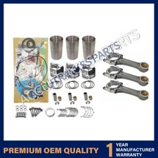Rebuild Kit+3pcs Connecting Rod For Mitsubishi K3m Engine Case 1140 Tractor
