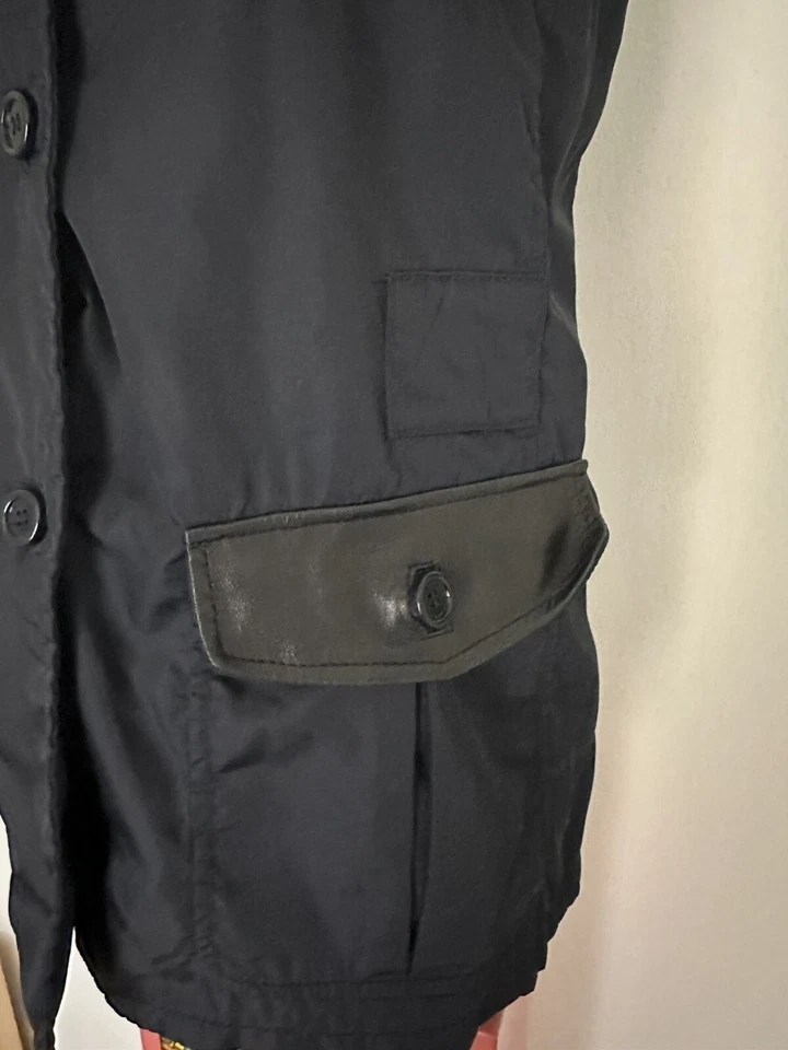 PRADA Original Chaleco Chaleco Chaqueta Cuero Inserto Azul Oscuro Negro Sin C... - Imagen 3 de 4