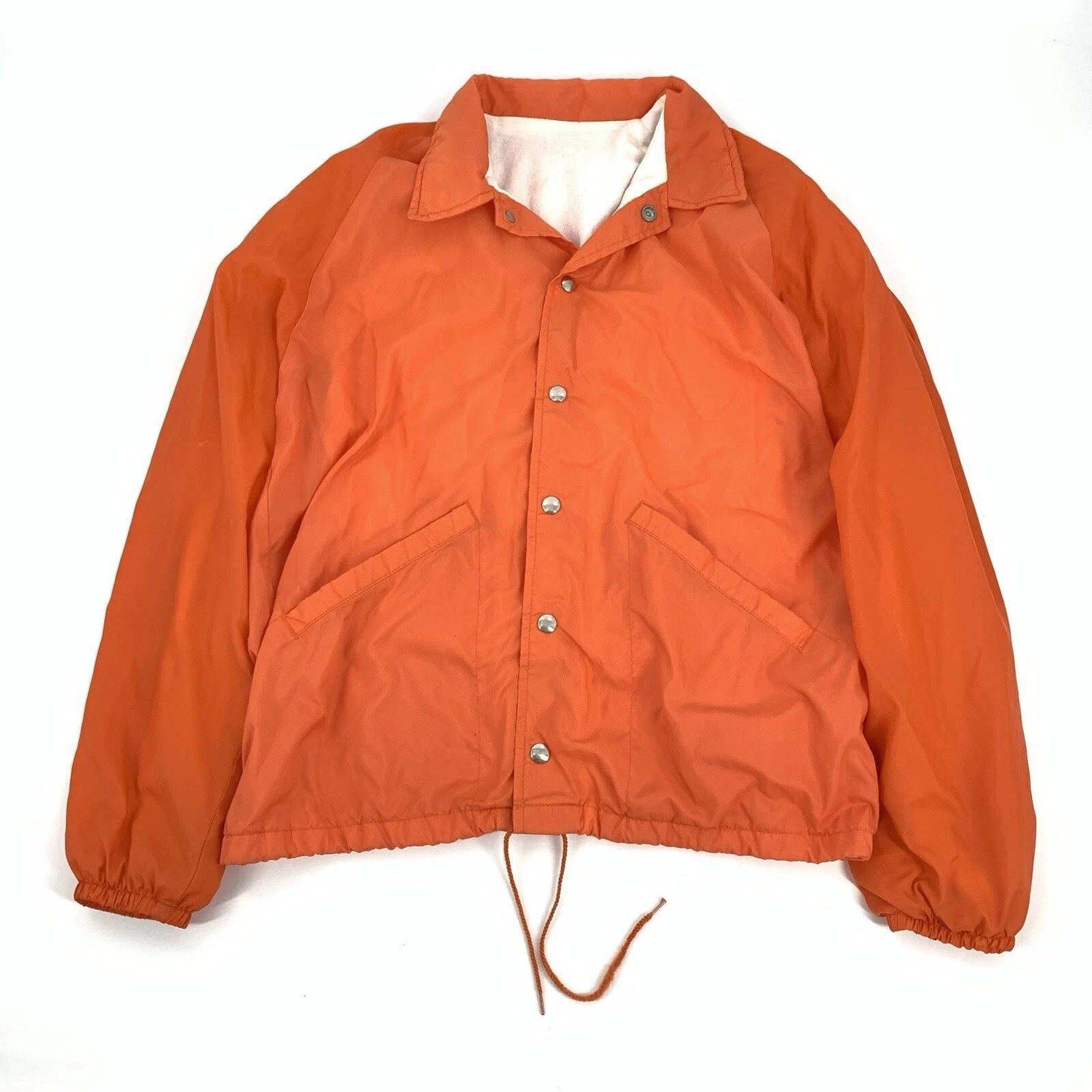 Vintage 1980s Snap Down Front Lightweight Windbreaker Jacket Large Adult Orange