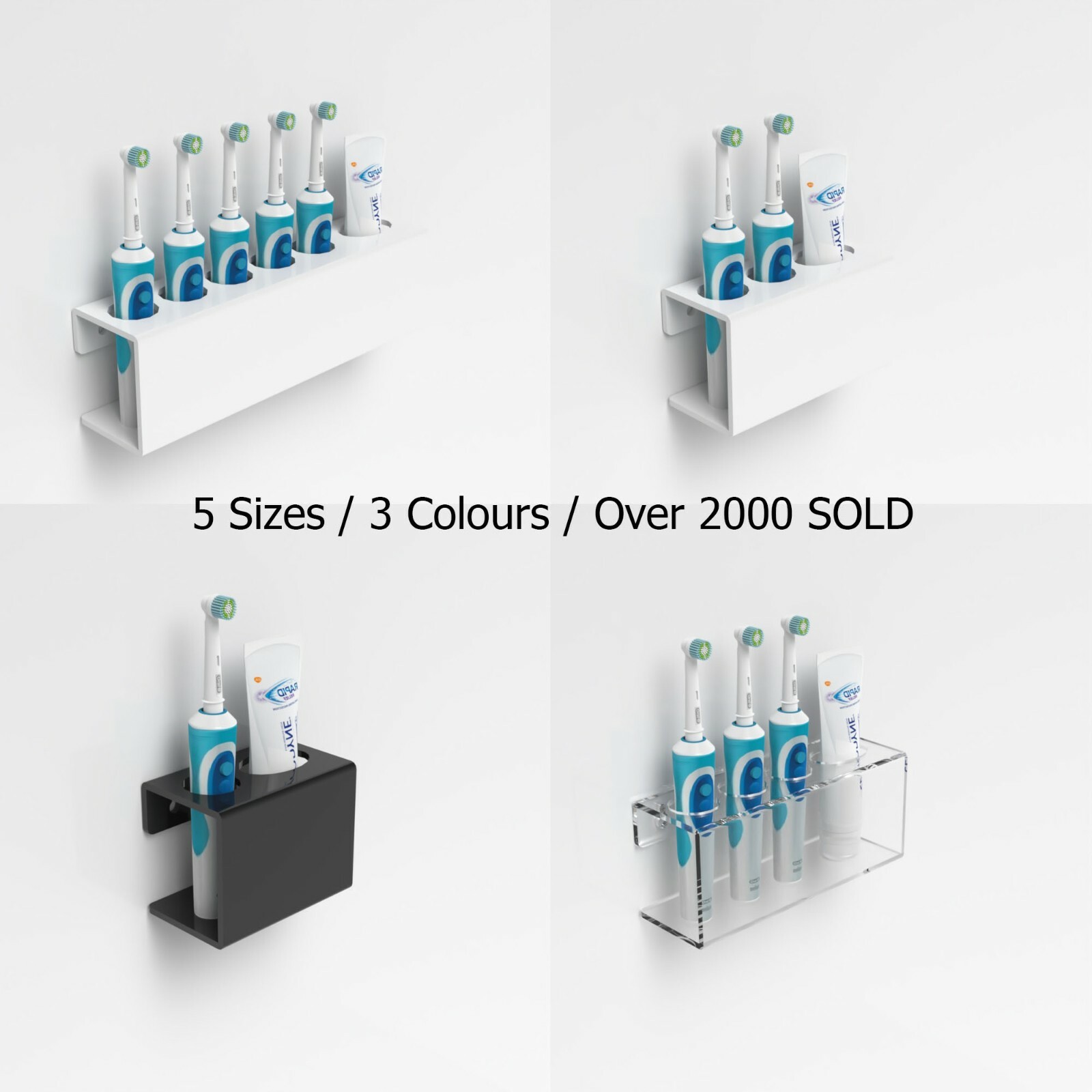 Wall Mounted Electric Toothbrush Holder & Toothpaste Holder / Bathroom Organiser eBay