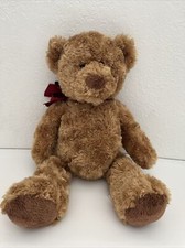 RUSS BERRIE Applause Teddy Bear 16" Plush Toy Stuffed Animal Brown with Red Bow