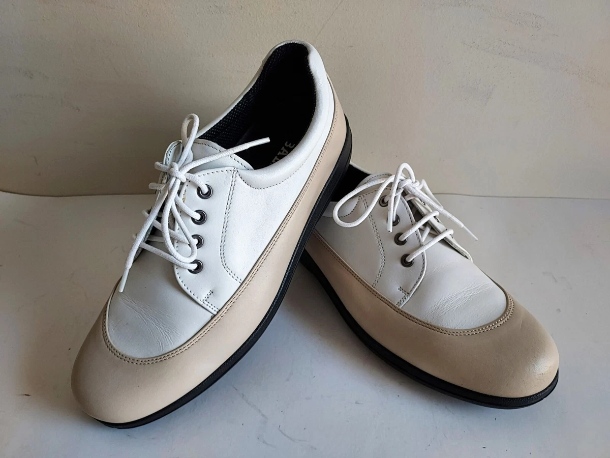 BALLY Women Advance SZ 8M White Beige Lace Up Leather Golf Shoes