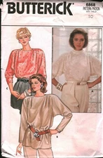 6868 Vintage Butterick SEWING Pattern Misses Loose Fitting Blouse Pullover OOP