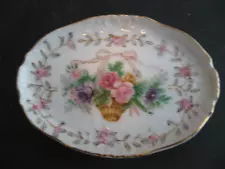 Vintage L & M Lipper Mann Bristol Garden Porcelain Oval Trinket Dish -  4 in