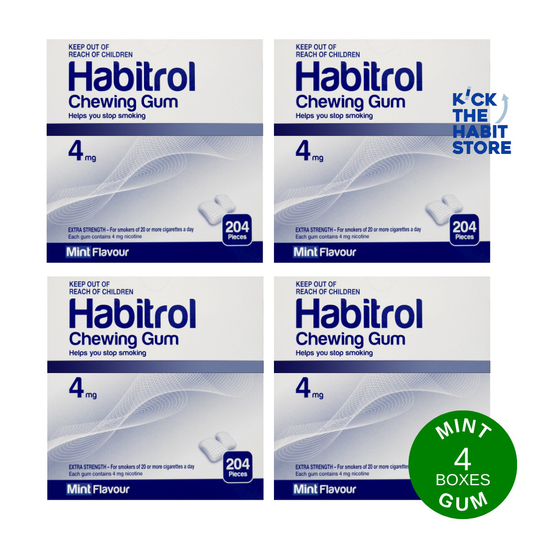 Habitrol 4mg Nicotine Gum Mint  816 Pieces 4 boxes  x 204  2028